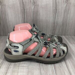 Keen Fisherman Sandals Womens 9.5 Whisper Gray Taupe Bungee Hiking Outdoor Shoes